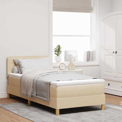 Boxspringbett mit Matratze mit Kopfteil Creme 80 x 200 cm Stoff