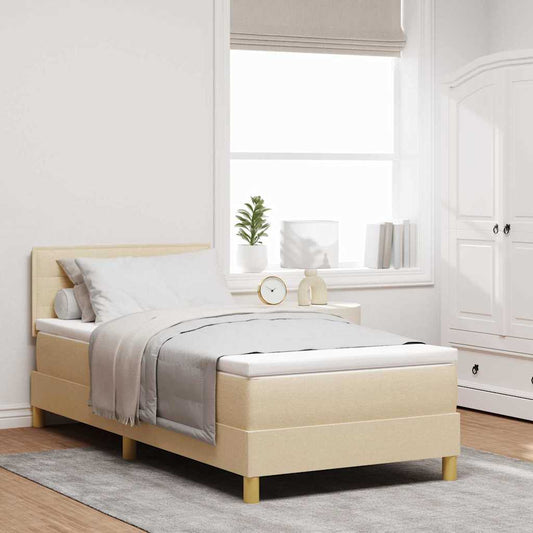 Boxspringbett mit Matratze mit Kopfteil Creme 80 x 200 cm Stoff