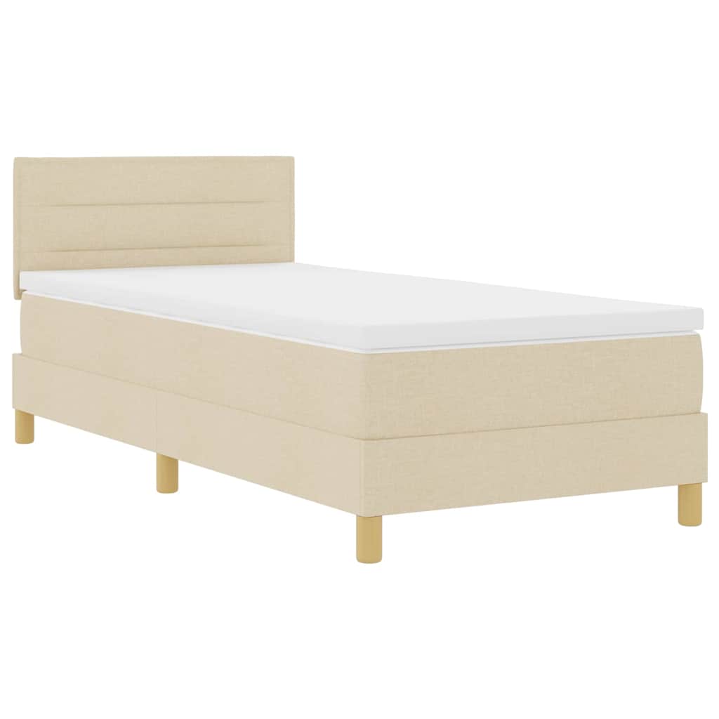 Boxspringbett mit Matratze mit Kopfteil Creme 80 x 200 cm Stoff