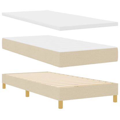 Boxspringbett mit Matratze mit Kopfteil Creme 80 x 200 cm Stoff