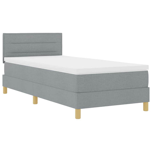 Boxspringbett mit Matratze Hellgrau 90 x 200 cm Stoff