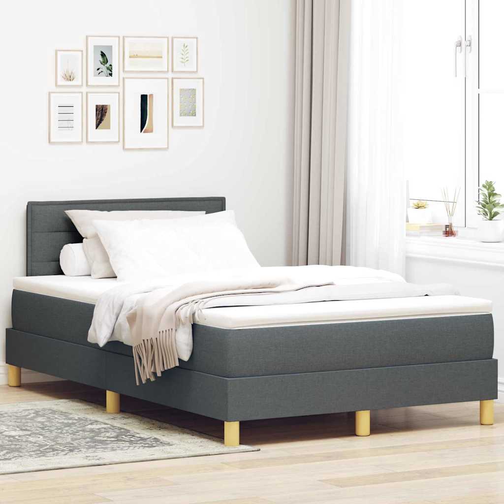 Boxspringbett mit Matratze Dunkelgrau 120 x 190 cm Stoff