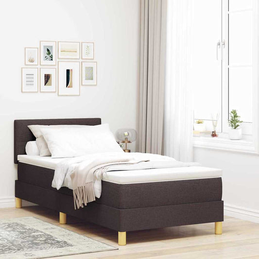 Boxspringbett mit Matratze Dunkelbraun 90 x 190 cm Stoff