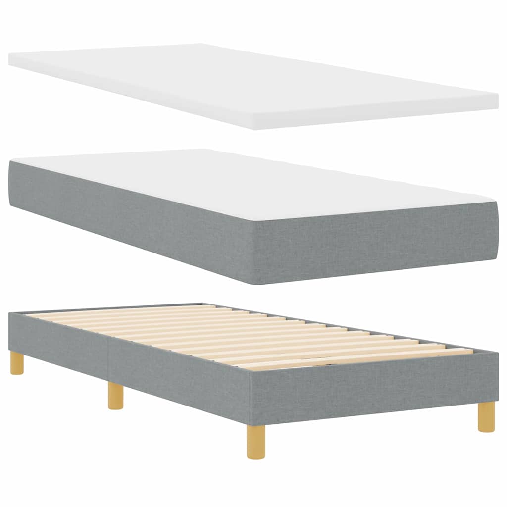 Boxspringbett mit Matratze Hellgrau 90 x 200 cm Stoff
