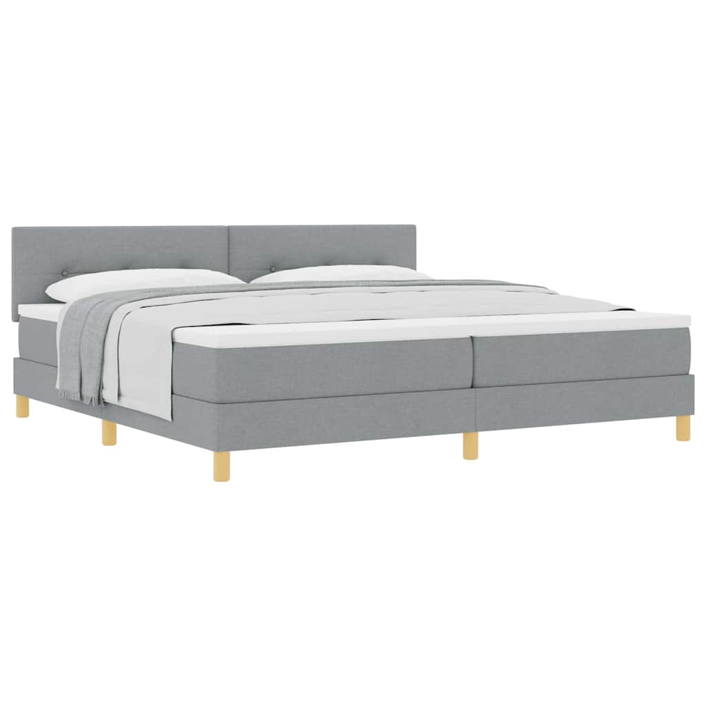 Boxspringbett mit Matratze Hellgrau 200 x 200 cm Stoff