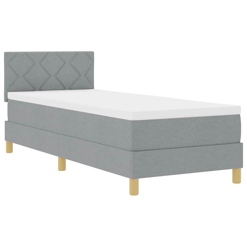 Boxspringbett mit Matratze Hellgrau 80 x 200 cm Stoff