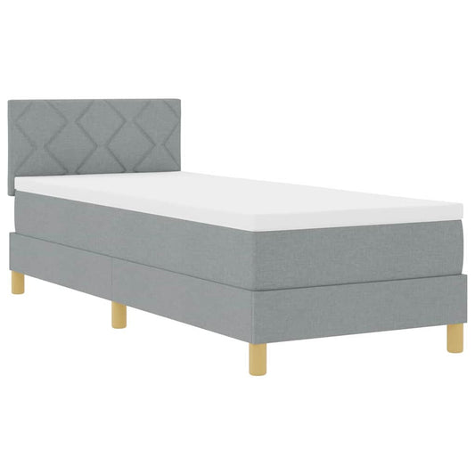 Boxspringbett mit Matratze Hellgrau 80 x 200 cm Stoff