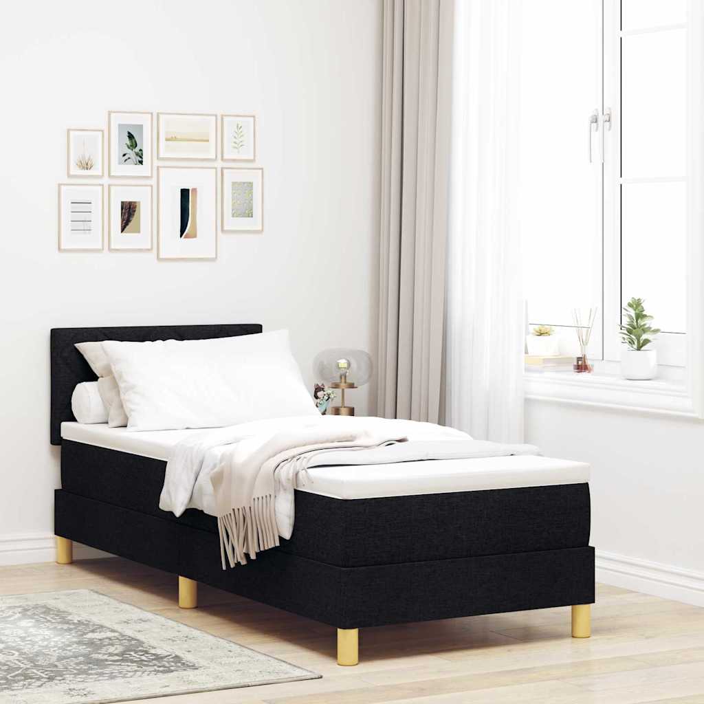 Boxspringbett mit Matratze Schwarz 80 x 200 cm Stoff