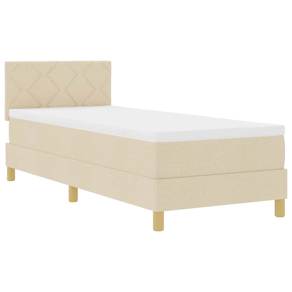Boxspringbett mit Matratze mit Kopfteil Creme 80 x 200 cm Stoff