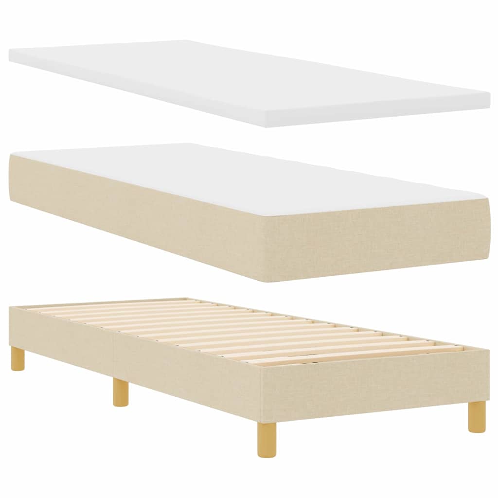 Boxspringbett mit Matratze mit Kopfteil Creme 80 x 200 cm Stoff