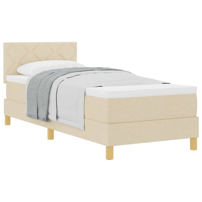 Boxspringbett mit Matratze mit Kopfteil Creme 80 x 200 cm Stoff
