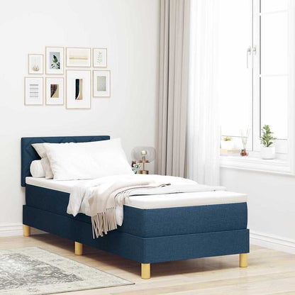 Boxspringbett mit Matratze mit Kopfteil Blau 80 x 200 cm Stoff