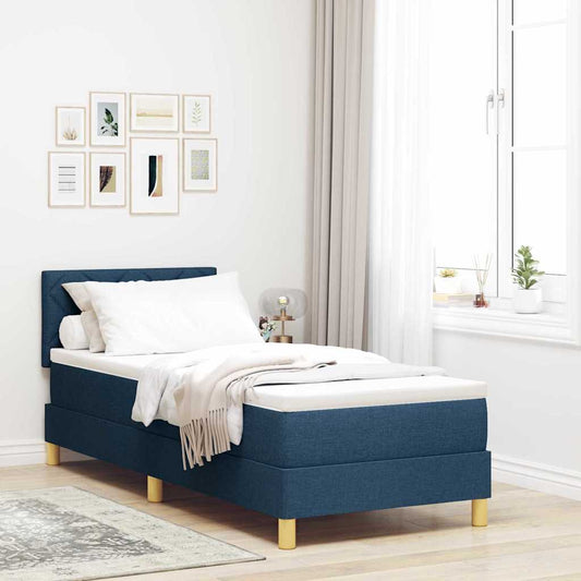 Boxspringbett mit Matratze mit Kopfteil Blau 80 x 200 cm Stoff