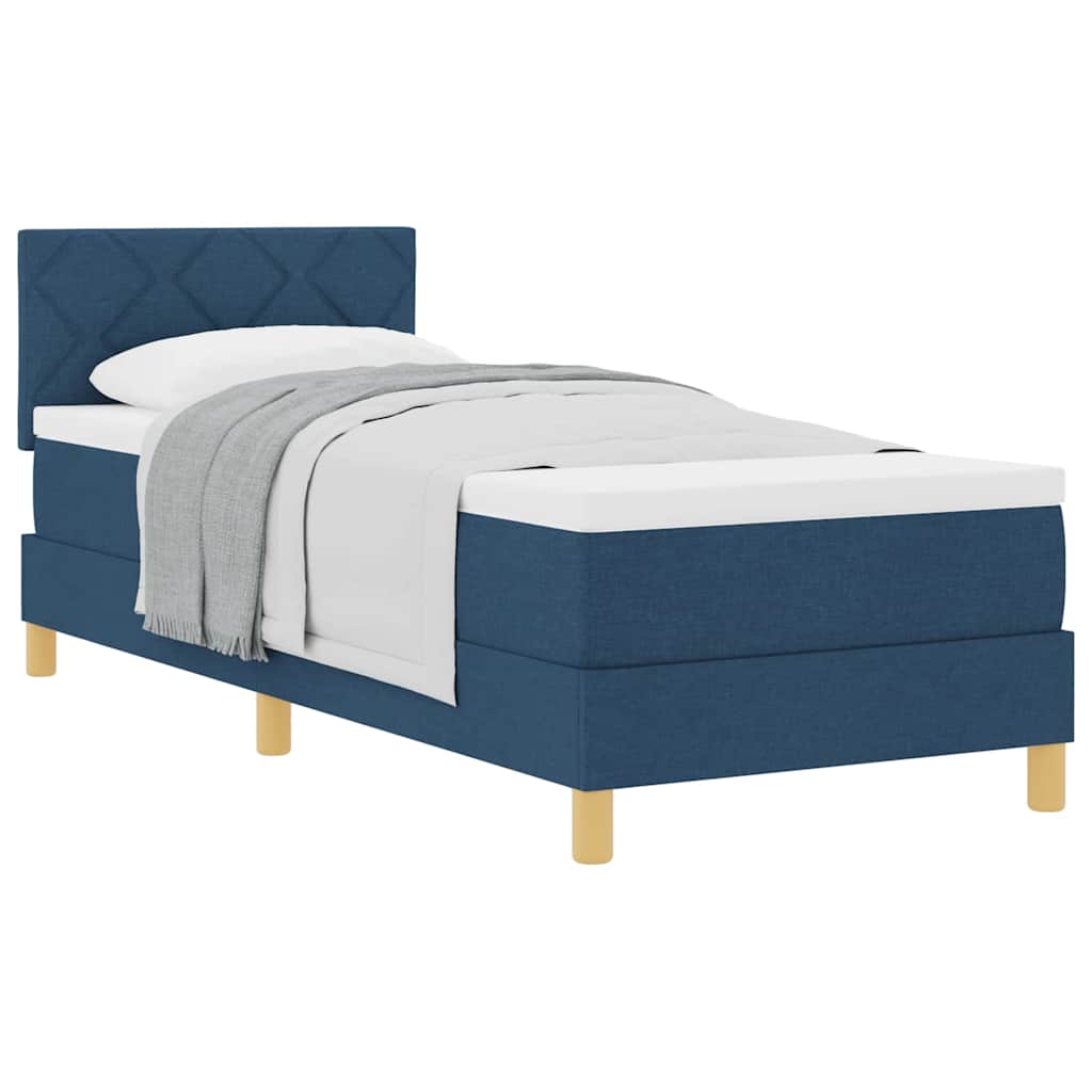 Boxspringbett mit Matratze mit Kopfteil Blau 80 x 200 cm Stoff