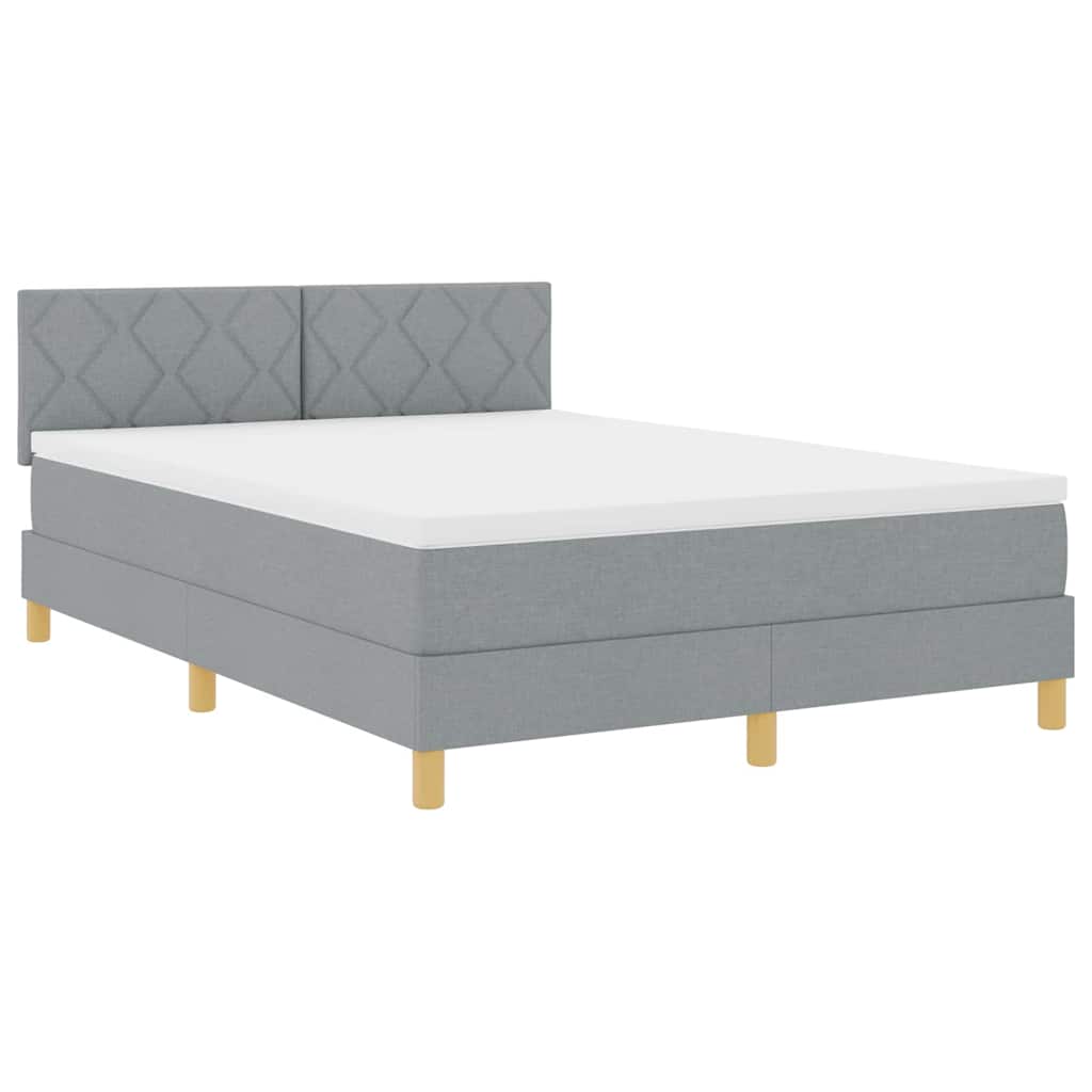 Boxspringbett mit Matratze Hellgrau 140 x 200 cm Stoff