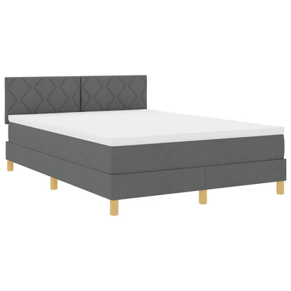 Boxspringbett mit Matratze Dunkelgrau 140 x 200 cm Stoff