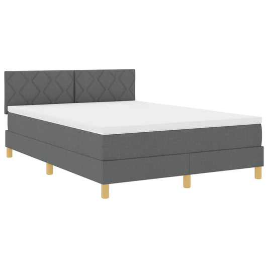 Boxspringbett mit Matratze Dunkelgrau 140 x 200 cm Stoff