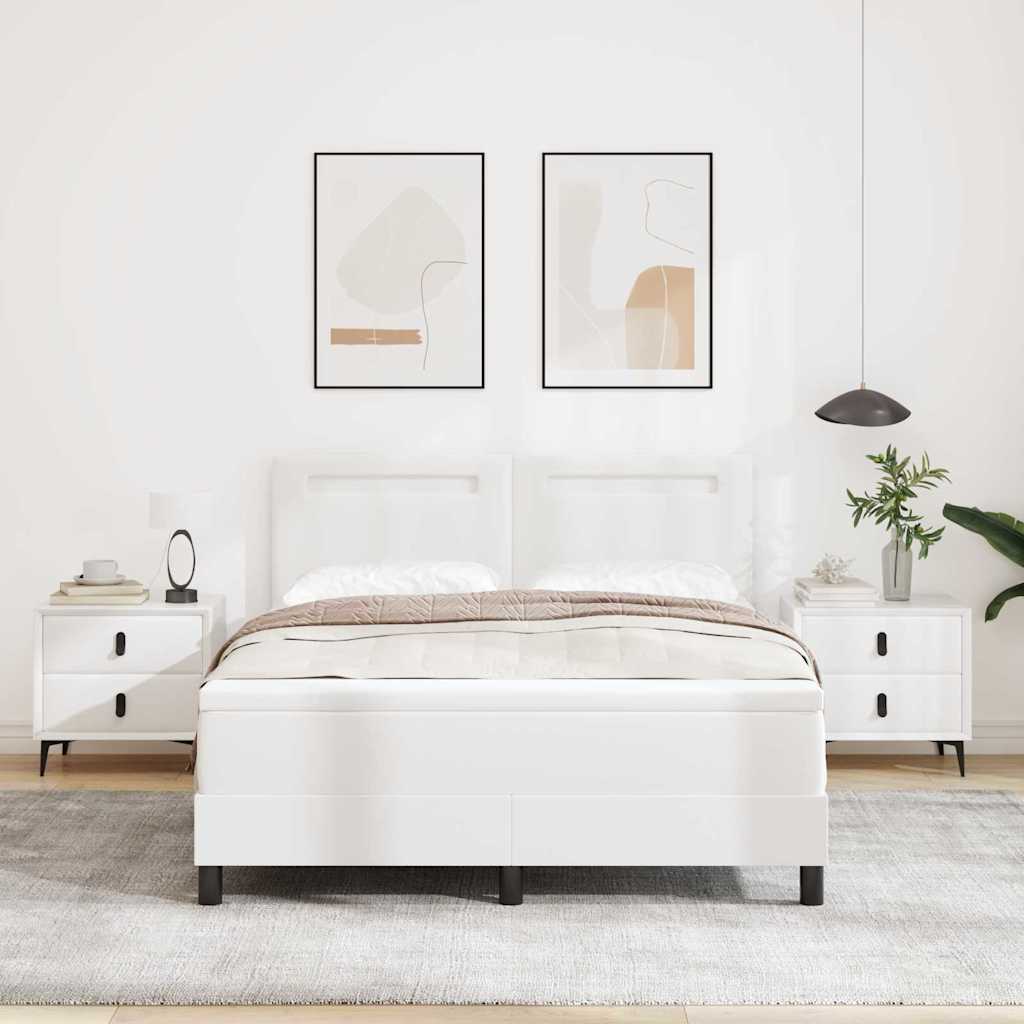 Bettgestell mit Matratze Weiß 160 x 200 cm Kunstleder