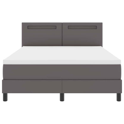 Bettgestell mit Matratze Grau 160 x 200 cm Kunstleder
