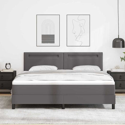 Bettgestell mit Matratze Grau 180 x 200 cm Kunstleder