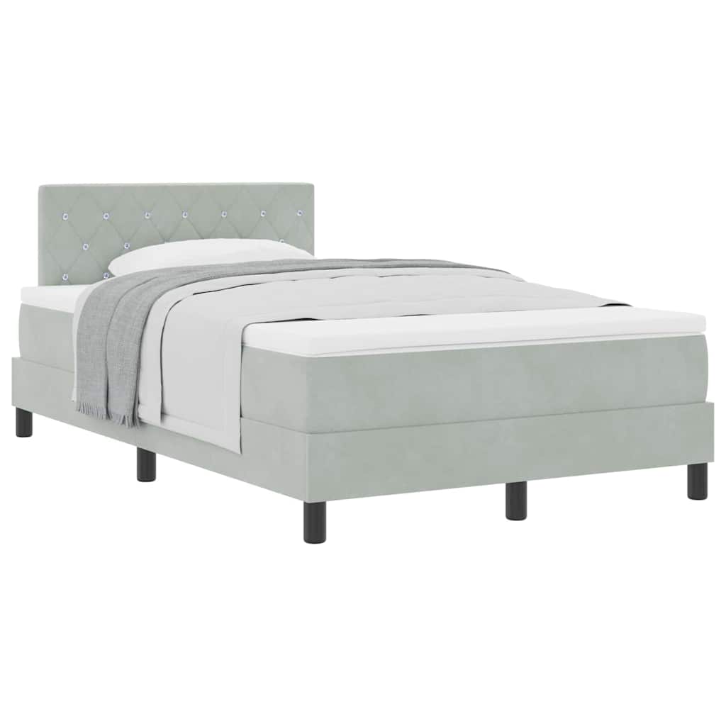 Boxspringbett mit Matratze Hellgrau 120 x 200 cm Stoff