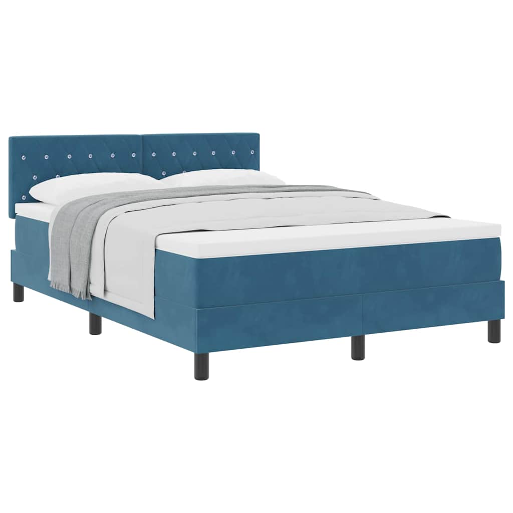 Boxspringbett mit Matratze Dunkelblau 140 x 200 cm Stoff