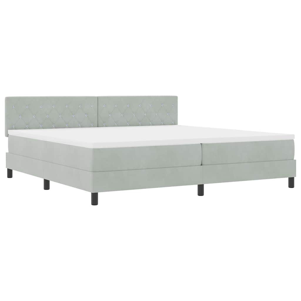 Boxspringbett mit Matratze Hellgrau 200 x 200 cm Stoff