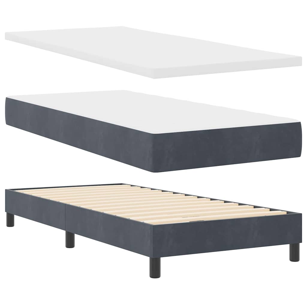 Boxspringbett mit Matratze Dunkelgrau 90 x 200 cm Stoff
