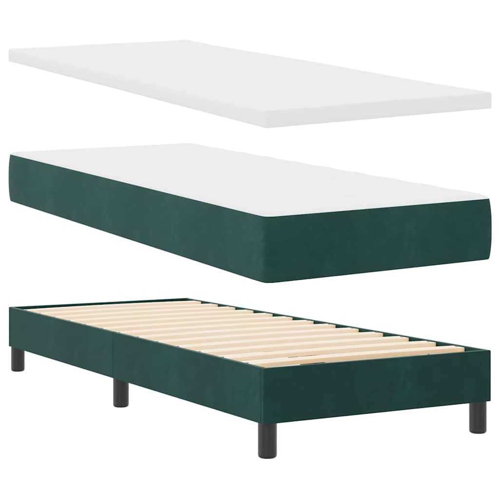 Boxspringbett mit Matratze Dunkelgrün 80 x 200 cm Stoff