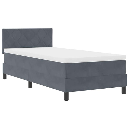 Boxspringbett mit Matratze Dunkelgrau 90 x 200 cm Stoff