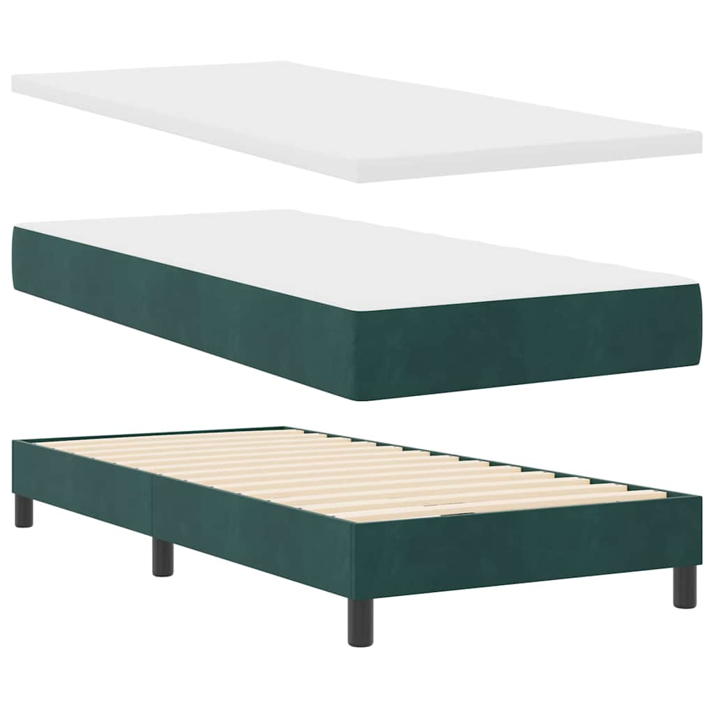 Boxspringbett mit Matratze Dunkelgrün 90 x 200 cm Stoff