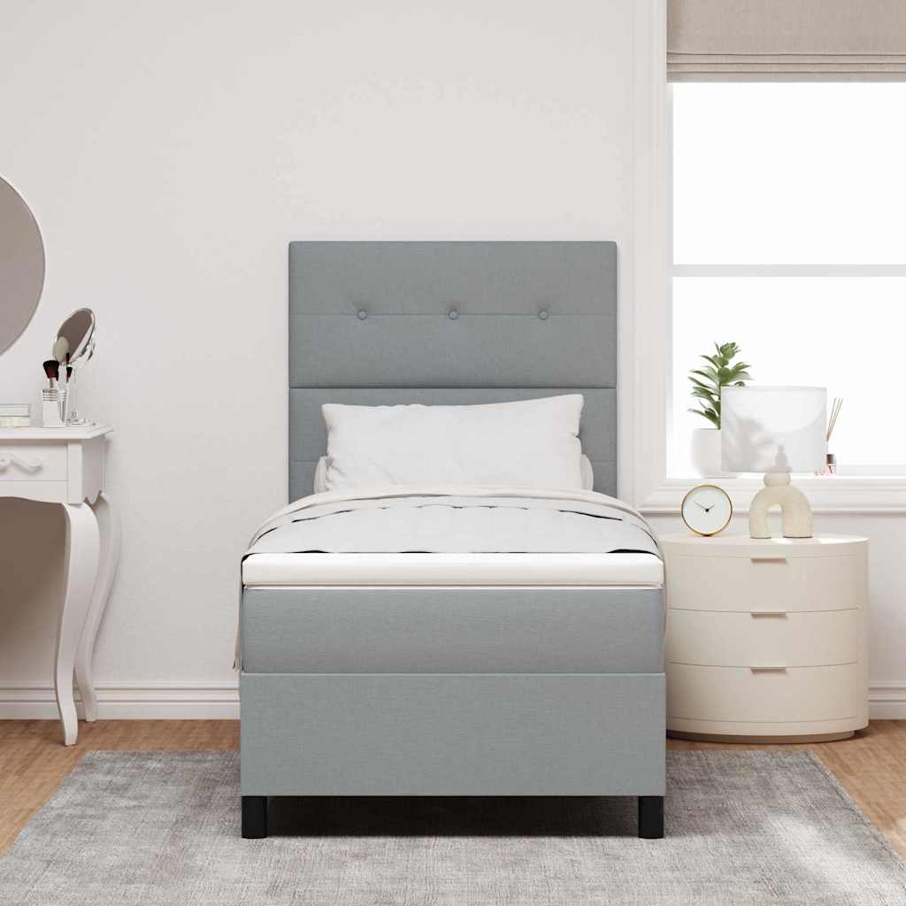 Boxspringbett mit Matratze Hellgrau 100 x 200 cm Stoff