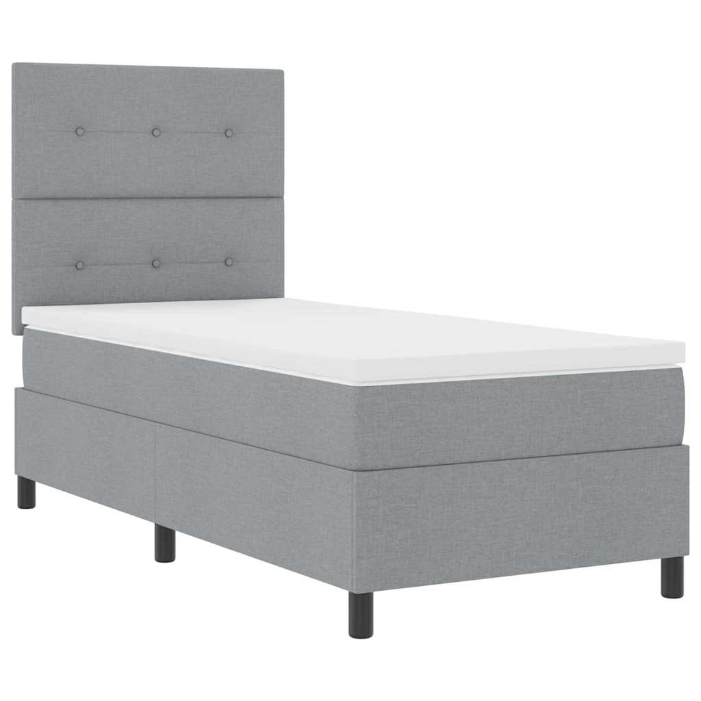 Boxspringbett mit Matratze Hellgrau 100 x 200 cm Stoff