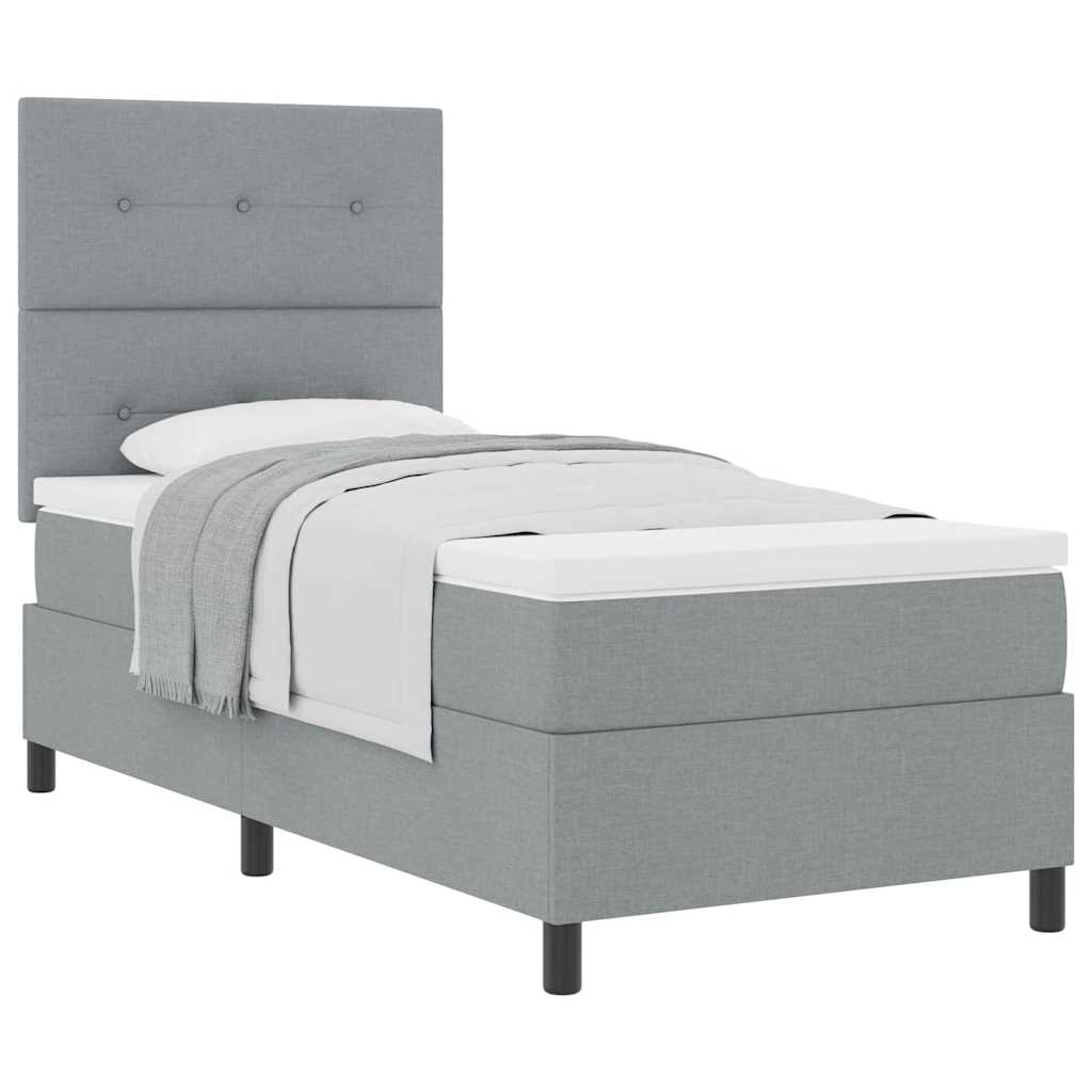 Boxspringbett mit Matratze Hellgrau 100 x 200 cm Stoff