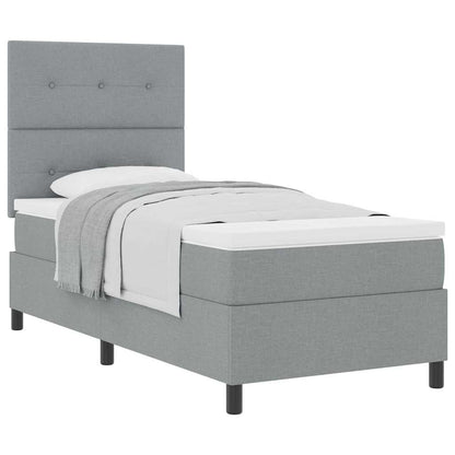Boxspringbett mit Matratze Hellgrau 100 x 200 cm Stoff