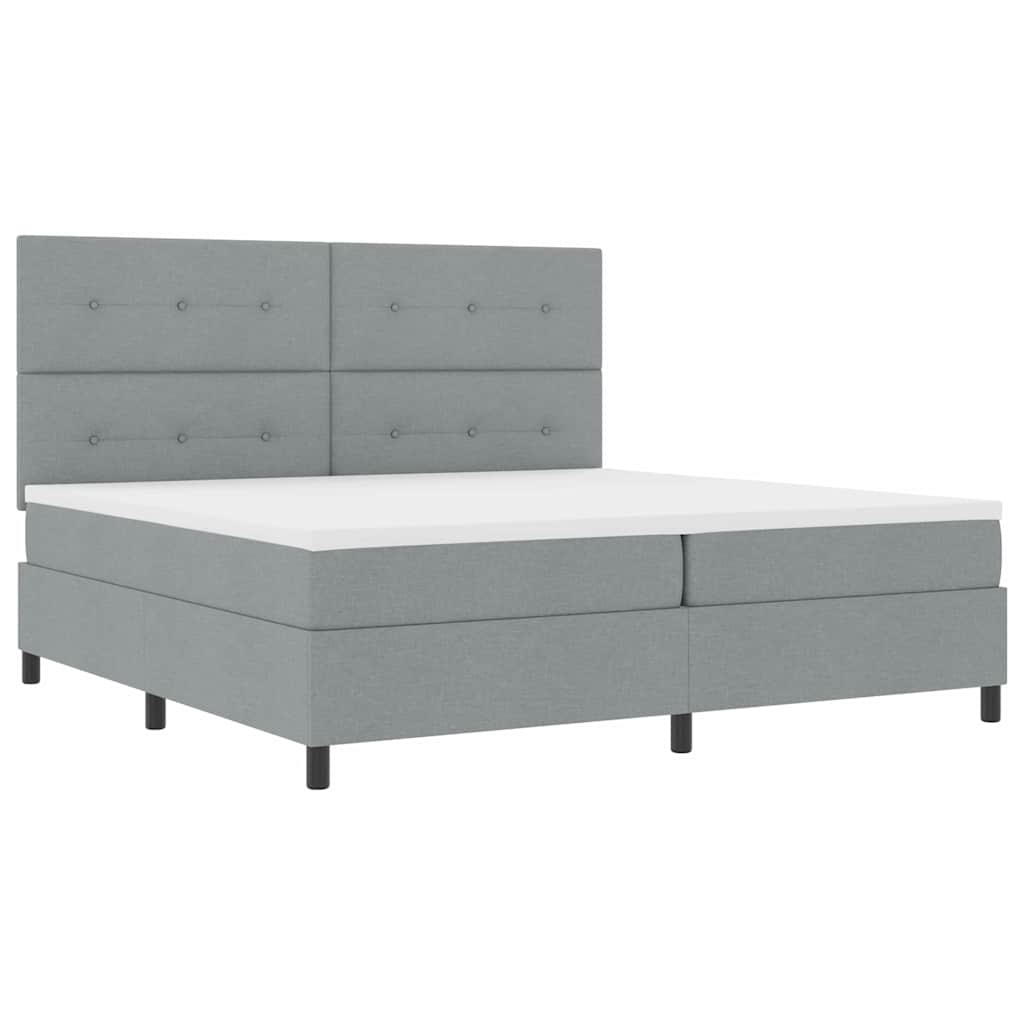 Boxspringbett mit Matratze Hellgrau 200 x 200 cm Stoff