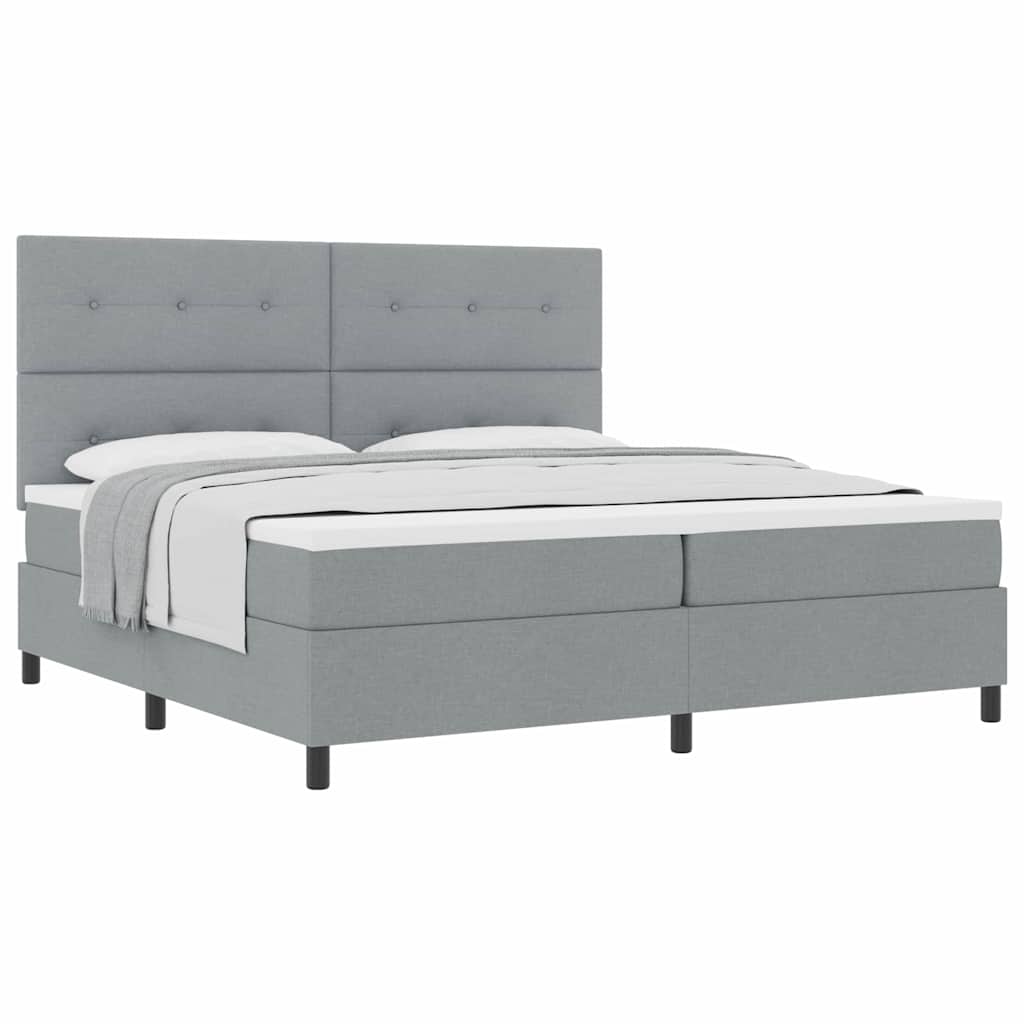 Boxspringbett mit Matratze Hellgrau 200 x 200 cm Stoff
