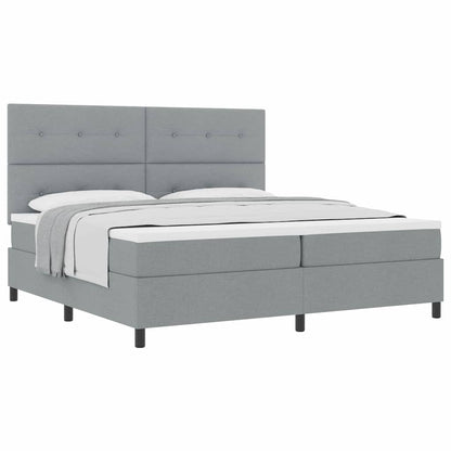 Boxspringbett mit Matratze Hellgrau 200 x 200 cm Stoff