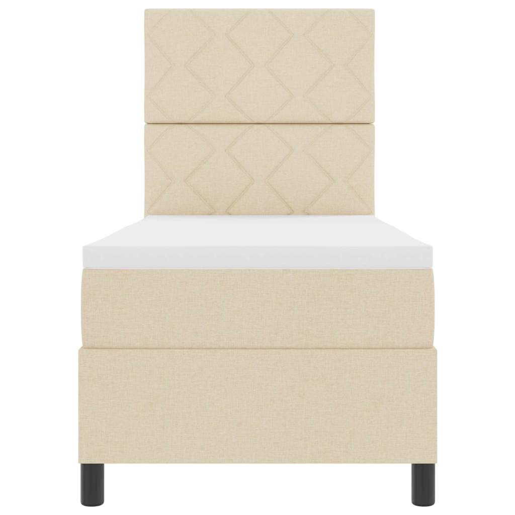 Boxspringbett mit Matratze mit Kopfteil Creme 80 x 200 cm Stoff
