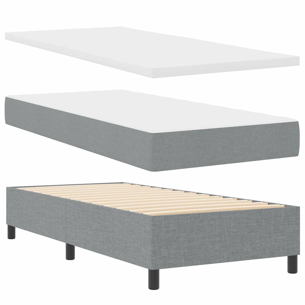 Boxspringbett mit Matratze Hellgrau 100 x 200 cm Stoff
