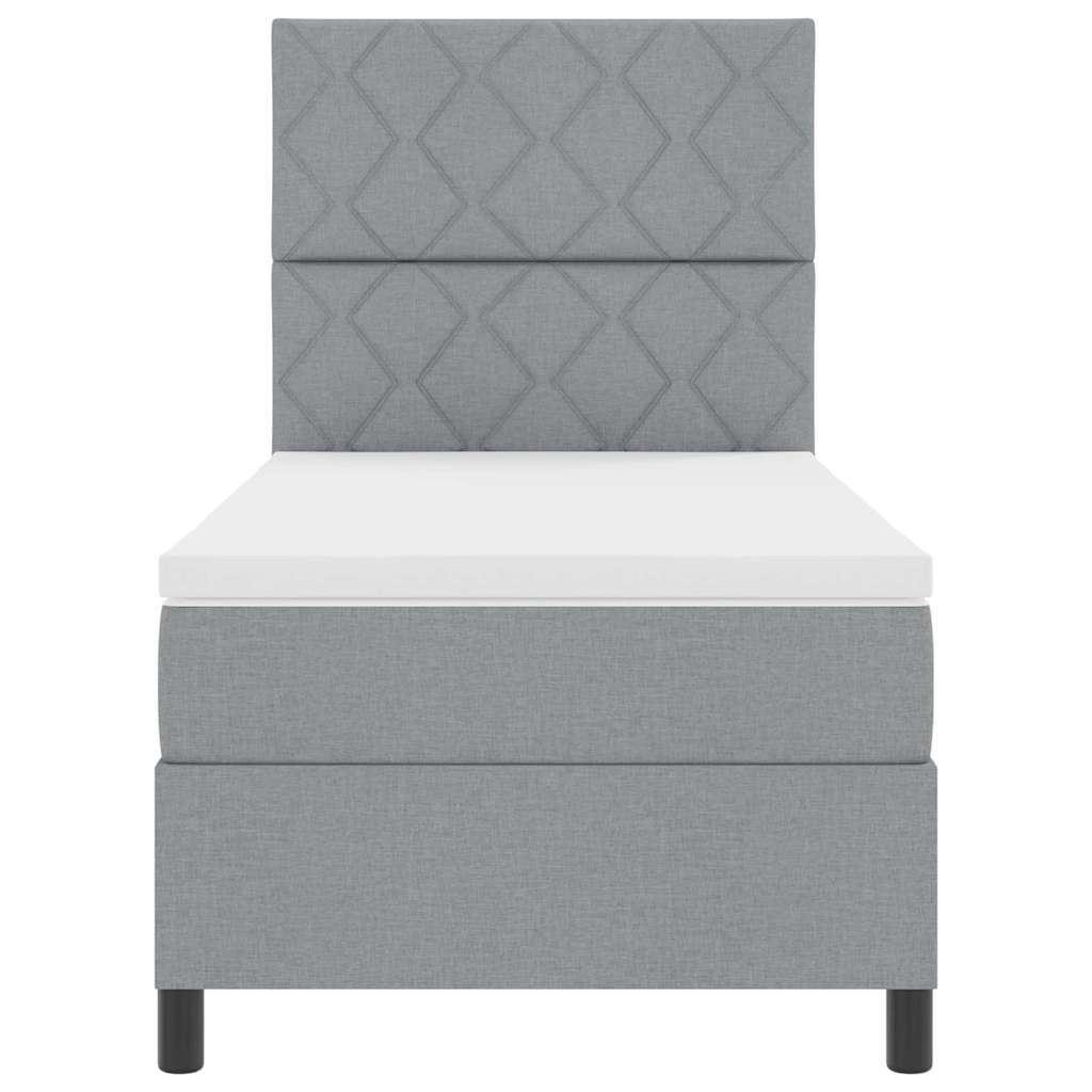 Boxspringbett mit Matratze Hellgrau 100 x 200 cm Stoff