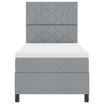 Boxspringbett mit Matratze Hellgrau 100 x 200 cm Stoff