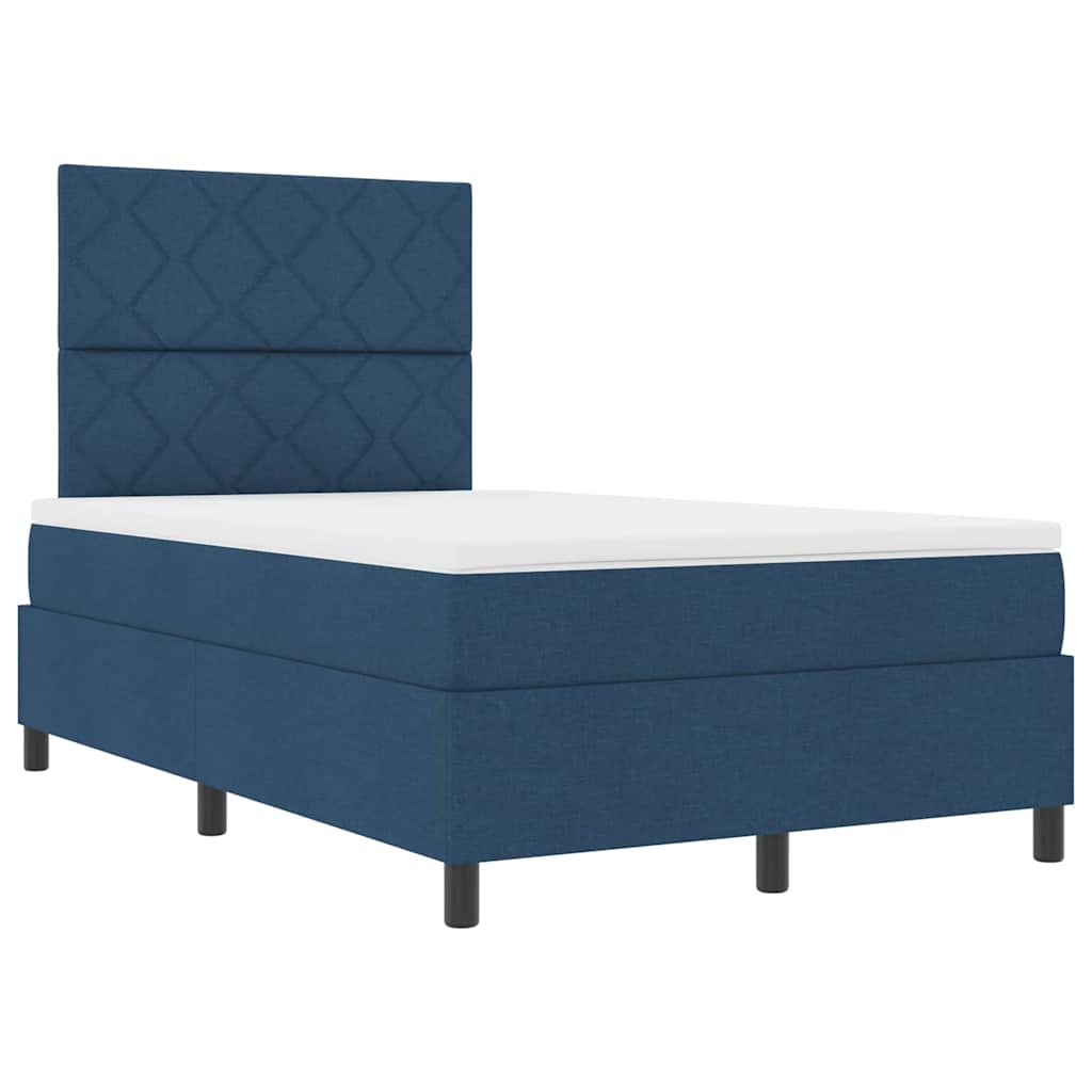 Boxspringbett mit Matratze mit Kopfteil Blau 120 x 190 cm Stoff