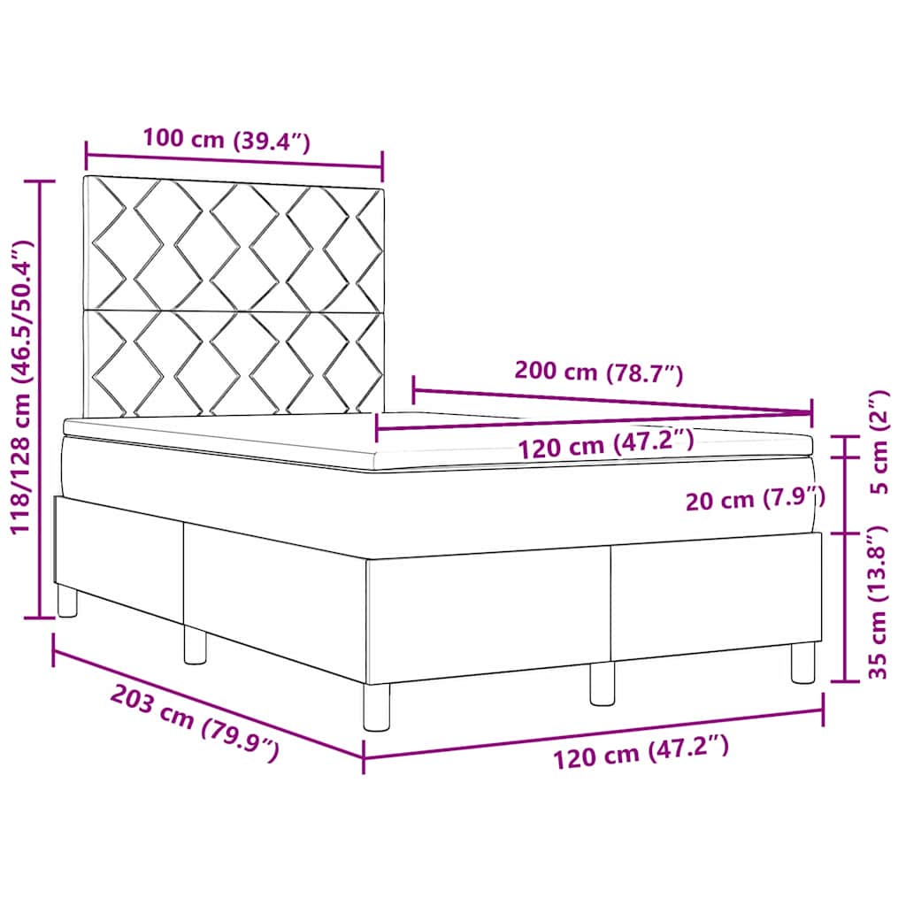 Boxspringbett mit Matratze Schwarz 120 x 200 cm Stoff