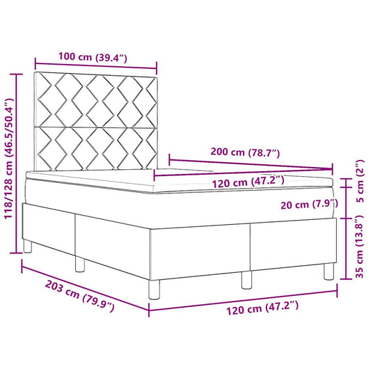 Boxspringbett mit Matratze Schwarz 120 x 200 cm Stoff