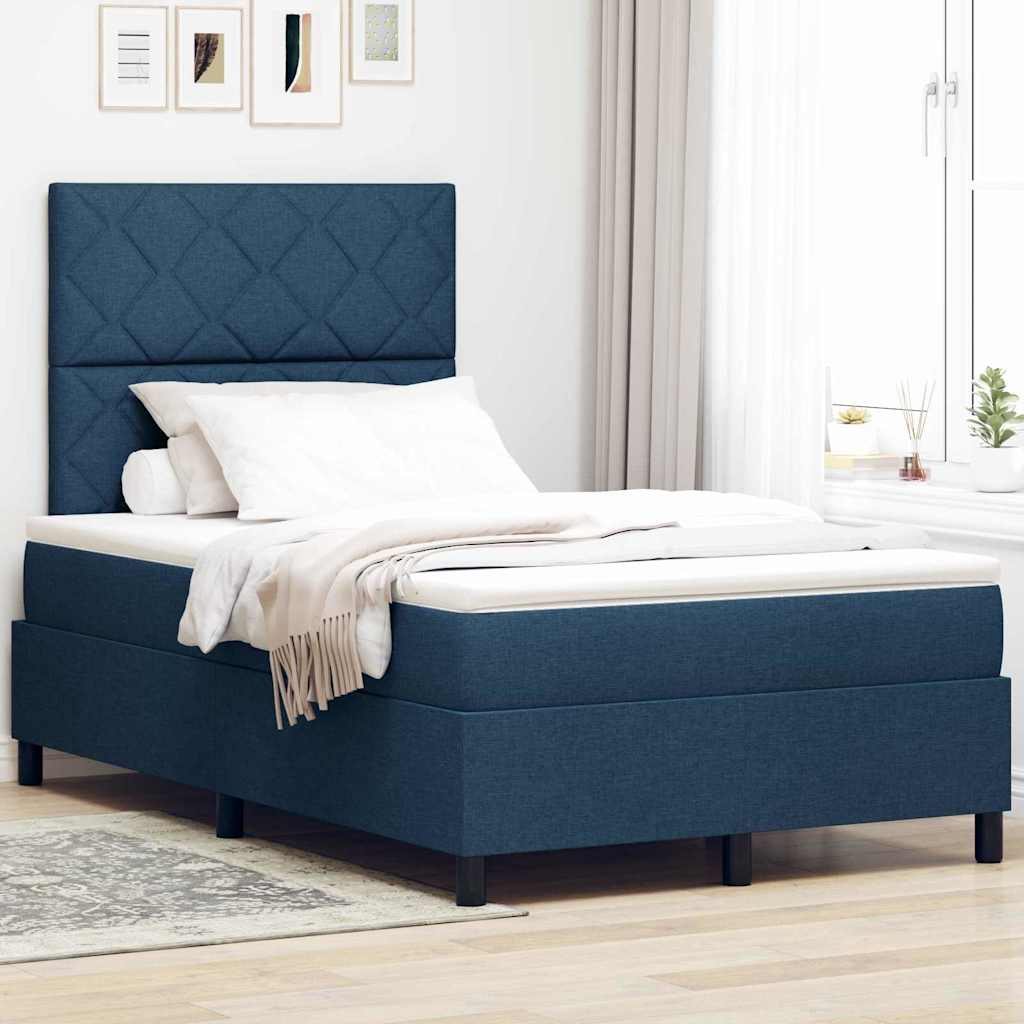 Boxspringbett mit Matratze mit Kopfteil Blau 120 x 200 cm Stoff