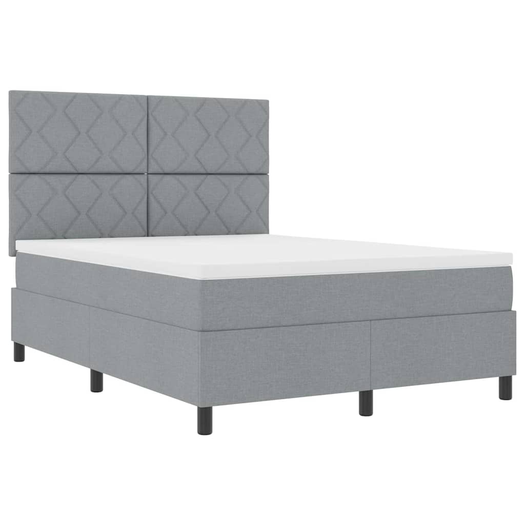 Boxspringbett mit Matratze Hellgrau 140 x 200 cm Stoff