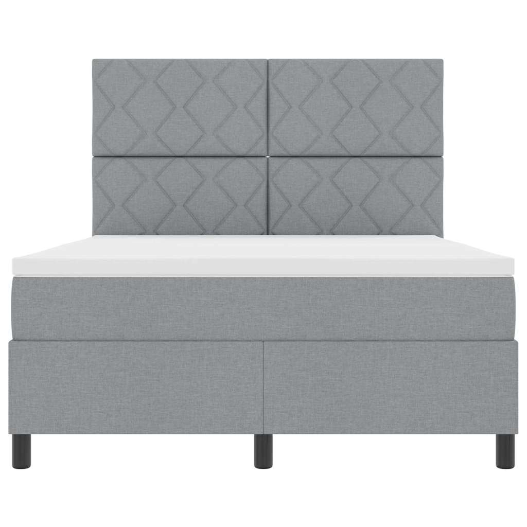 Boxspringbett mit Matratze Hellgrau 140 x 200 cm Stoff
