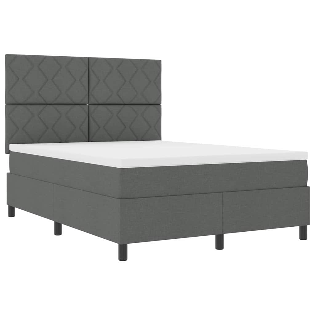 Boxspringbett mit Matratze Dunkelgrau 140 x 200 cm Stoff