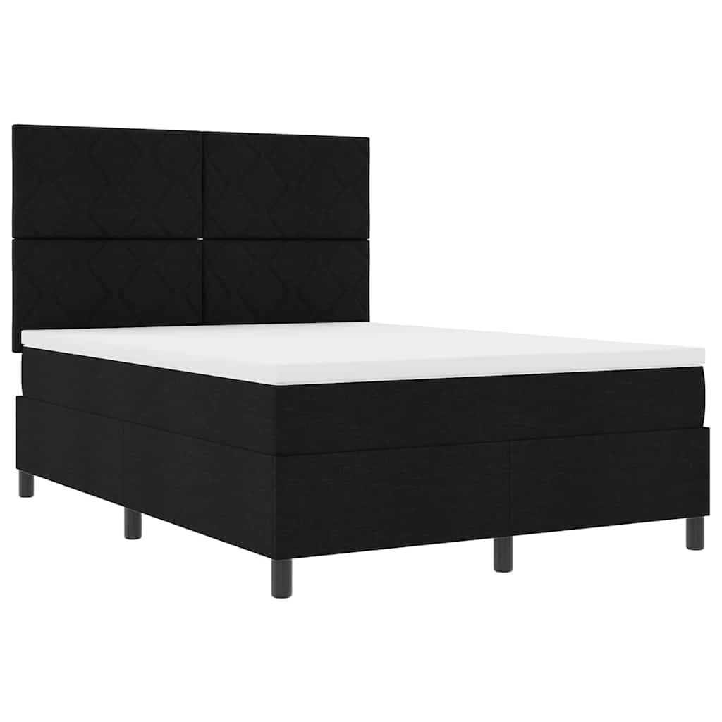 Boxspringbett mit Matratze Schwarz 140 x 200 cm Stoff
